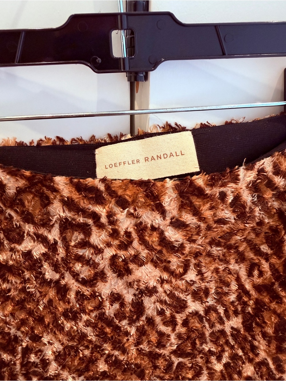 Loeffler Randall Leopard Faux Fur Midi Skirt - Brown - Picture 4 of 5